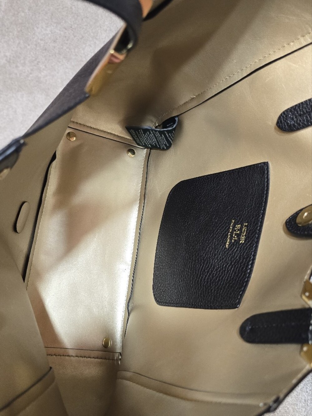 Ralph Lauren Black Shopper Tote with Gold Hardware - Picture 5 of 12
